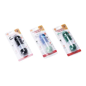 Portable 2-in-1 pet poop bag dispenser and hand sanitizer holder in retail packaging