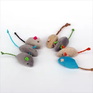 Colorful plush catnip mouse toys for indoor cats biting and playing