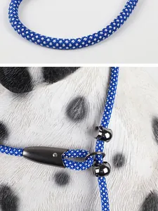 Detailansicht der robusten blauen P-Hundeleine mit glänzenden Metallelementen