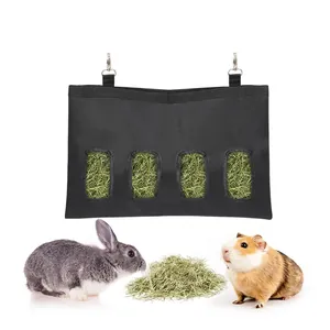 Large Capacity Pet Hay Feeding Bag For Rabbits Guinea Pigs Chinchillas Waterproof Oxford Cloth Hanging Hay Storage Bag Feeder With Metal Hooks