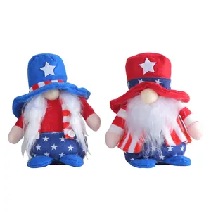 Independence Day patriotic gnome plush dolls set in red white and blue theme colors