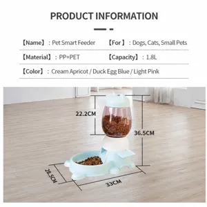 Distributeur automatique pour animaux de 1,8 L avec dimensions de 33x28,5x36,5 cm