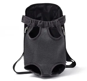 Detailed view showing the breathable mesh and zipper closure of this pet carrier backpack