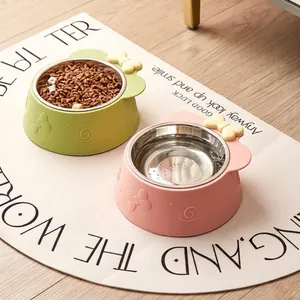 Stainless Steel Pet Bowl For Cats And Dogs Macaron Color Bow Knot Design 2-In-1 Detachable Feeding Water Bowl Pet Food Dish