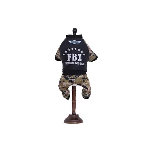 Camouflage pet cotton coat with FBI Working Dog USA print on back