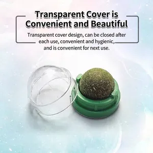 Edible natural catnip ball lickable toy for cats with a transparent protective lid