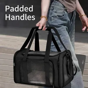 Large capacity portable foldable pet carrier bag with breathable mesh for cats and dogs travel