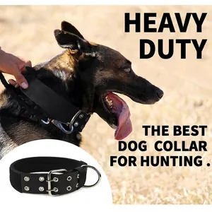 Hochbelastbares schwarzes Nylon-Hundehalsband für große Rassen Jagd Training Langlebigkeit