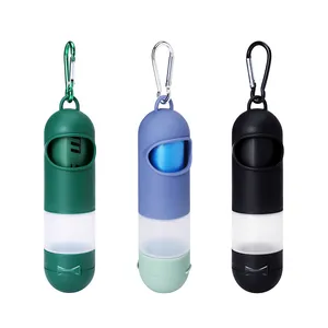 Pet Outdoor Multi-Functional Storage Box Hand Sanitizer Dispenser Portable Capsule Waste Bag Dispenser With Carabiner Clip Pet Cleaning Accessories