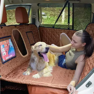 Housse de Siège d'Auto pour Animaux Matelassée Imperméable Hamac pour Chien Avec Fenêtre en Filet et Support Tablette