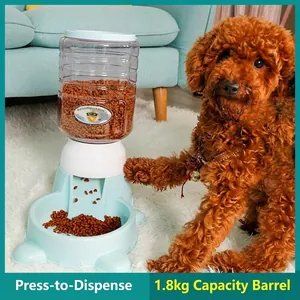 Distributeur de Nourriture Quantitatif à Pression pour Animaux Domestique Grande Capacité Bol en Plastique pour Chiens Chats