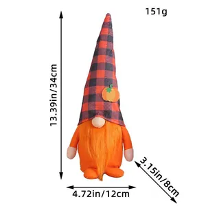 Gnomo senza volto della Festa del Raccolto con cappello a zucca scozzese dimensioni 34 cm