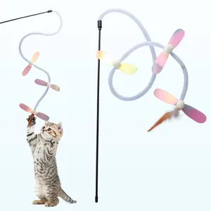 Giocattolo Interattivo per Gatti Bacchetta Magica Con Tubo a Molla in PVC Paillettes Colorate Piuma Insetto Campanello