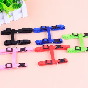 Set of colorful adjustable nylon pet harnesses for cats in five different colors