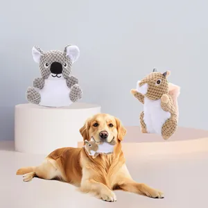 Plush Koala Squirrel Squeaky Dog Toy Corn Velvet Durable Chew Teeth Cleaning Interactive Pet Toy For Medium Small Dogs