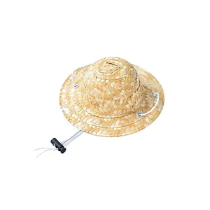 Cappello di paglia intrecciato per animali con cinturino elastico regolabile per cani e gatti
