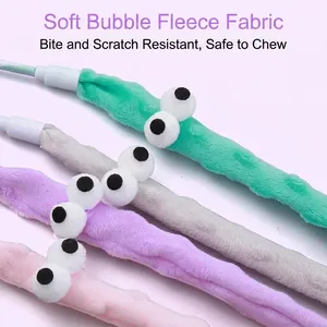 Set of four colorful plush doudou velvet cat teaser toys with cute googly eyes for interaction