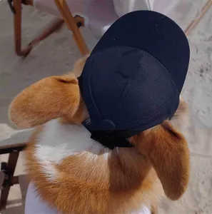 Cappello da sole nero regolabile per cani di piccola taglia e Corgi per esterno