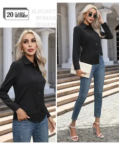 Elegant black long sleeve button down shirt for women stylish office casual wear