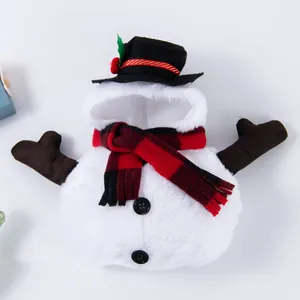 Lustiges Haustier Weihnachten Schneemann Cosplay Kostüm Mit Kariertem Schal Und Hut Weiß Polyester Feiertag Party Outfit Für Hunde Katzen