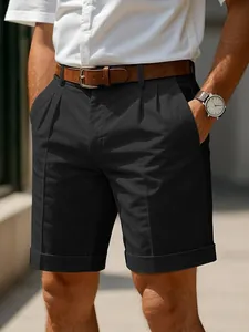 Men's black business casual chino shorts perfect for summer golf and formal wear