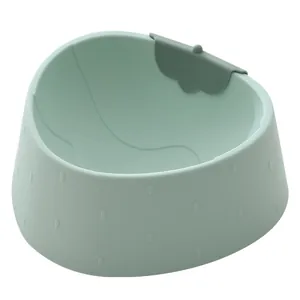 Cute strawberry shaped plastic pet bowl with neck protection design for cats and dogs