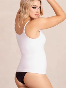 Effective white seamless tummy control shapewear camisole for women's body sculpting