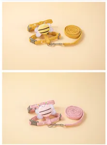 Ensemble harnais et laisse pour chien en velours côtelé avec abeille mignonne pour petits animaux.