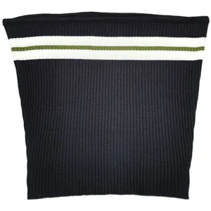 Top bandeau de punto acanalado negro con rayas en contraste
