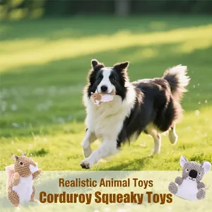 Interactive durable squeaky plush dog toys in cute koala and squirrel shapes for pet play