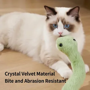 Jouet en peluche serpent vert pour chat en velours de cristal résistant aux morsures