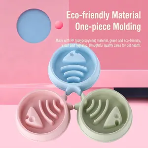 Slow feeder dog bowl set with unique fish shape design for anti-choking pet feeding