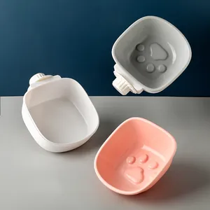Lot de trois bols colorés suspendus pour cage d'animaux avec motif de patte mignon
