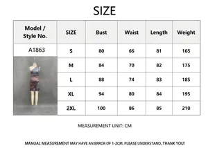 Detailed size chart for asymmetrical ruffled hem dress with vintage print and one-shoulder design