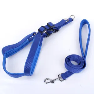Set pettorina e guinzaglio imbottiti blu per cani di taglia media e grande, forte