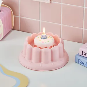 Pink cake-shaped ergonomic pet bowl for cats and small dogs, anti-overturn design