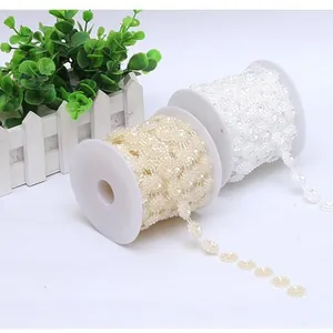 15mm ABS lotus bead string rolls for wedding and craft decoration in white and beige