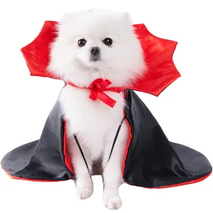 Verstellbarer Halloween-Haustierumhang für kleine Hunde und Katzen in Rot-Schwarz