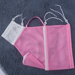 Bolsa de malla rosa transpirable para aseo, baño y corte de uñas de mascotas