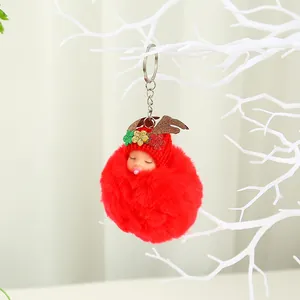 Lindo llavero de peluche rojo de ángel reno para decoración de árbol de Navidad.