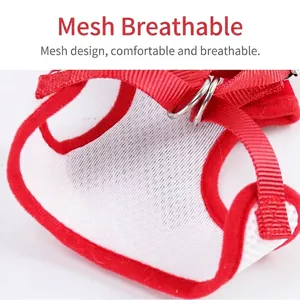 Breathable red and white mesh pet harness vest design for cats and small dogs