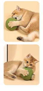 Giant 10cm catnip toy ball for aggressive chewers, showing cat playing and biting