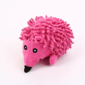 Niedliches rosa Hundespielzeug in Igelform aus langlebigem Chenille-Mopp-Samtstoff.