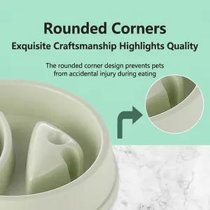 Safe slow feeder dog bowl in green with rounded corners to prevent choking and injury