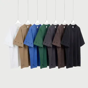 Distressed heavyweight cotton t-shirts with knife-cut details shown in seven colors