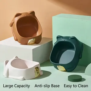 Lucky Cat Shaped Pet Bowl Anti-Slip PP Feeding Bowl With Gold Decoration For Cats Dogs Neck Protection Feeders Utensils