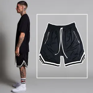 Pantaloncini da Basket da Uomo Traspiranti in Rete Con Tasche con Zip Strisce Vintage Americano Pantaloncini da Allenamento