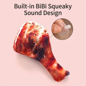 Squeaky plush chicken leg dog toy with realistic food simulation design