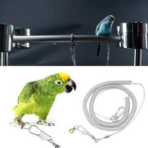 Correa para loros con cuerda elástica de entrenamiento y anillo de acero inoxidable