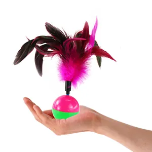 Interactive Cat Toy Feather Tumbler Teaser Stick Durable Plastic Balance Toy For Cats Boredom Relief Pet Play Supplies